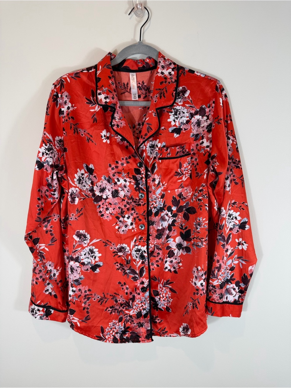 Gilligan & O'Malley Red Floral Satin Pajama Top Size Large